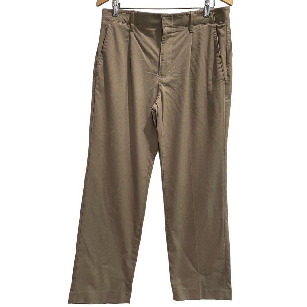 Kilburne and Finch Mens Chino Pants Brown Stretch Flat Front Tan Beige 34x30